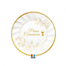 PIATTINI PRIMA COMUNIONE \\"ELEGANT\\" 20cm - 6 pezzi