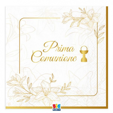 TOVAGLIOLI PRIMA COMUNIONE \\"ELEGANT\\" 33x33cm - 16 pezzi