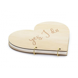 GUESTBOOK MATRIMONIO \\"CUORE IN LEGNO\\" - Libro degli ospiti 40 pagine 26,5x25cm