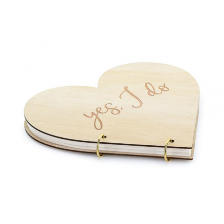 GUESTBOOK MATRIMONIO \\"CUORE IN LEGNO\\" - Libro degli ospiti 40 pagine 26,5x25cm