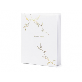GUESTBOOK MATRIMONIO \\"FOGLIE ORO\\" - Libro degli ospiti 22 pagine 20,5x24,5cm