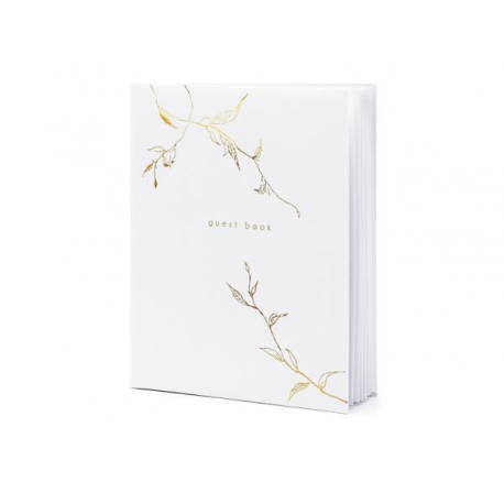 GUESTBOOK MATRIMONIO \\"FOGLIE ORO\\" - Libro degli ospiti 22 pagine 20,5x24,5cm