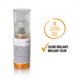 Pump spray alimentare GLITTERATO ARANCIO - polvere alimentare 10g (Pump-Powder)