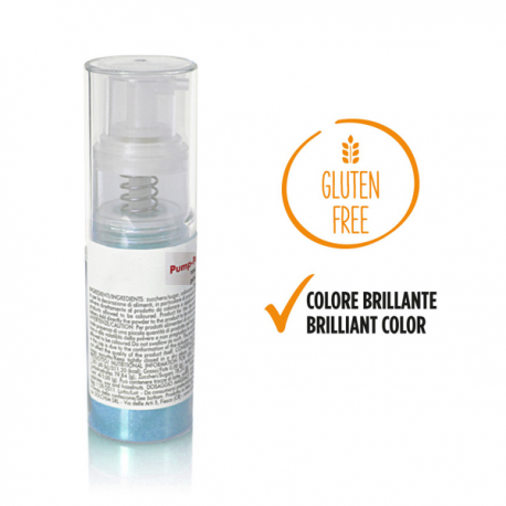 Pump spray alimentare GLITTERATO AZZURRO - polvere alimentare 10g (Pump-Powder)