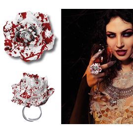 ANELLO CON ROSA BIANCA INSANGUINATA