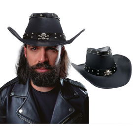 CAPPELLO COWBOY CON FIBBIA SIMINPELLE, NERO CON TESCHIO