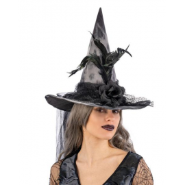 CAPPELLO STREGA PREMIUM CON FIORI e PIUME