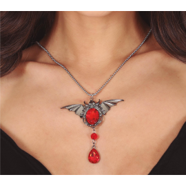 COLLANA PIPISTRELLO CON RUBINO 8 CM