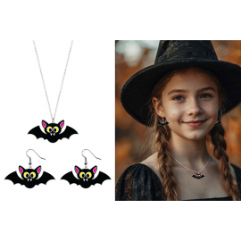 KIT ORECCHINI E COLLANA HALLOWEEN, PIPISTRELLI