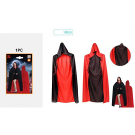 MANTELLO HALLOWEEN GRANDE DOUBLEFACE ROSSO/NERO 140cm