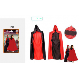 MANTELLO HALLOWEEN MEDIO DOUBLEFACE ROSSO/NERO 120cm