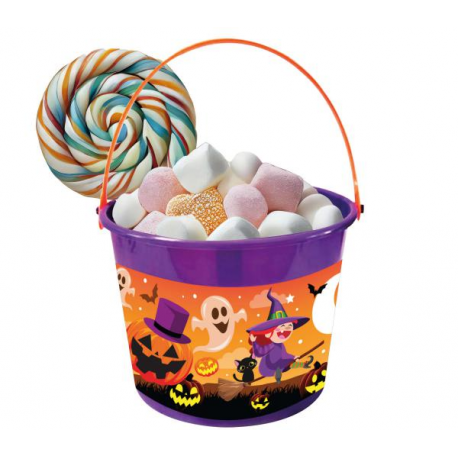 SECCHIELLO HALLOWEEN DOLCETTO O SCHERZETTO 18x16cm in plastica