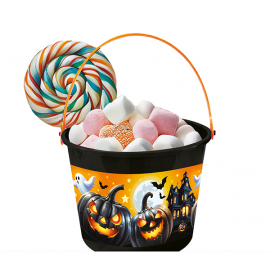 SECCHIELLO ZUCCHE E FANTASMI HALLOWEEN 18X16 CM