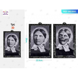 CORNICE TRASFORMABILE SIGNORA ANZIANA HALLOWEEN 30x22cm