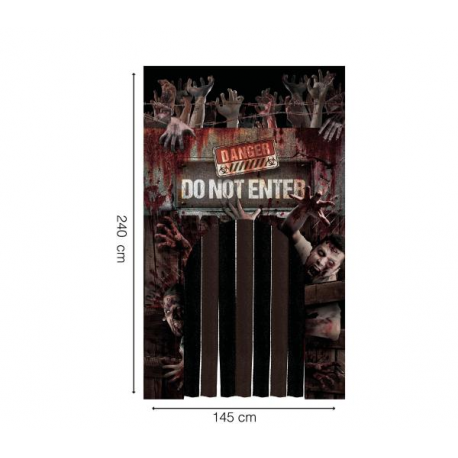DECORAZIONE PORTA CON TENDA ZOMBIE 240x145 cm