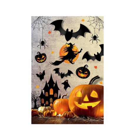 DECORAZIONI ADESIVE HALLOWEEN SILHOUETTE PARETE 70X80 cm