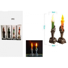 LANTERNA MANO SCHELETRO CON CANDELA HALLOWEEN 15cm