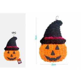 PENDENTE CIONDOLO ZUCCA CON CAPPELLO DI HALLOWEEN 34cm