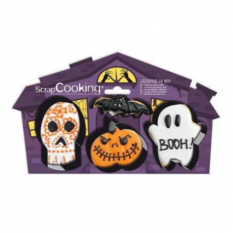 CUTTER WILTON SET 4 PZ. HOUNTED HOUSE - zucca, teschio, pipistrello, fantasma