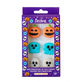 DECORAZIONI DI ZUCCHERO HALLOWEEN - ZUCCHE E TESCHI 6 pz.
