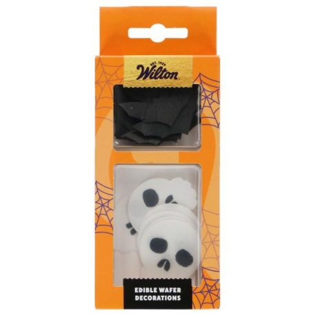 DECORAZIONI TESCHI E PIPISTRELLI IN CIALDA - WILTON - Set 18 Pezzi