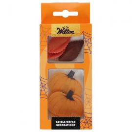 DECORAZIONI ZUCCHE E FOGLIE IN CIALDA - WILTON - Set 10 Pezzi