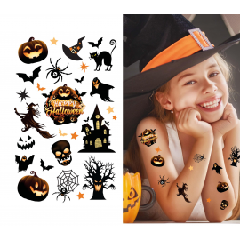 FOGLIO PER TATUAGGI DI HALLOWEEN PER BAMBINI \\"ORANGE & BLACK\\"