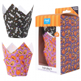 PORTAPIROTTINI MUFFIN A TULIPANO - HALLOWEEN \\"PUMPKIN PARTY\\" - 24 Pz.