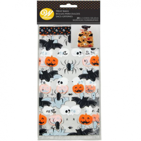 SACCHETTI TEMA HALLOWEEN per biscotti, dolci o caramelle - 20 Pezzi - 10cm x 24cm