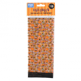 SACCHETTI TEMA HALLOWEEN ZUCCHE PME per biscotti, dolci o caramelle - 20 Pezzi - 10cm x 24cm