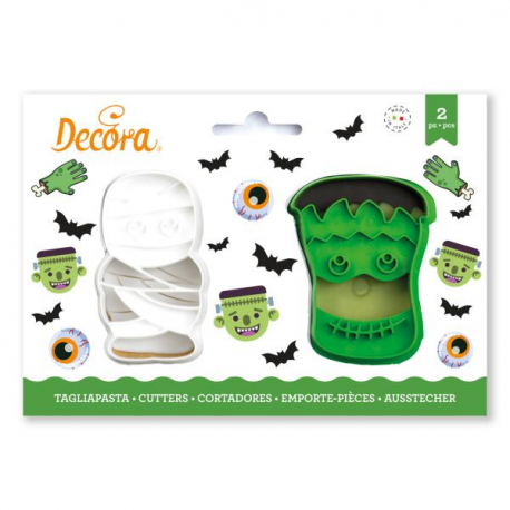 SET 2 TAGLIAPASTA HALLOWEEN IN PLASTICA - MOSTRO & MUMMIA