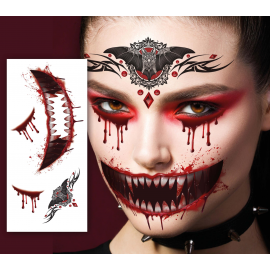 TATUAGGIO FACCIA DI VAMPIRO 30X13 CM