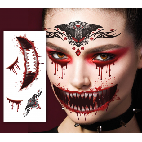 TATUAGGIO FACCIA DI VAMPIRO 30X13 CM