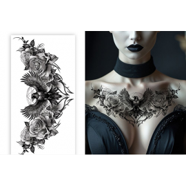 TATUAGGIO PER COLLO CORVO 23,5x12,5 CM