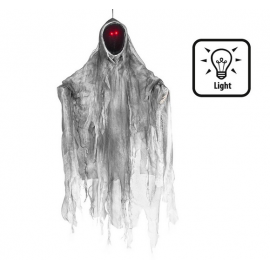 FANTASMA NERO "SENZA FACCIA" CON OCCHI CHE SI ILLUMINANO 106cm - Decorazione da appendere Halloween