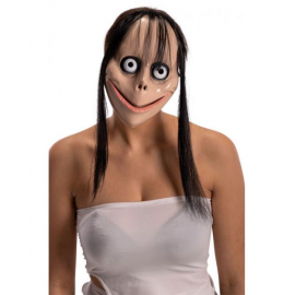 MASCHERA HORROR MOMO IN PLASTICA CON CAPELLI