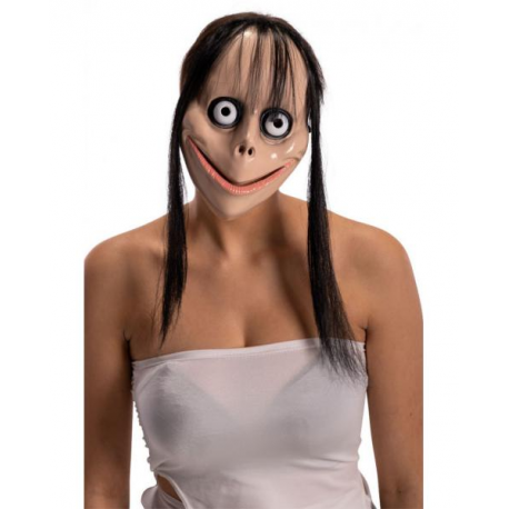 MASCHERA HORROR MOMO IN PLASTICA CON CAPELLI