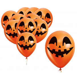 PALLONCINI ARANCIONI ZUCCA HALLOWEEN 30cm - 10 Pz.
