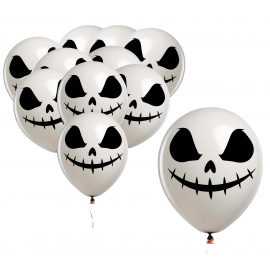 PALLONCINI BIANCHI FANTASMA HALLOWEEN 30cm - 10 Pz.