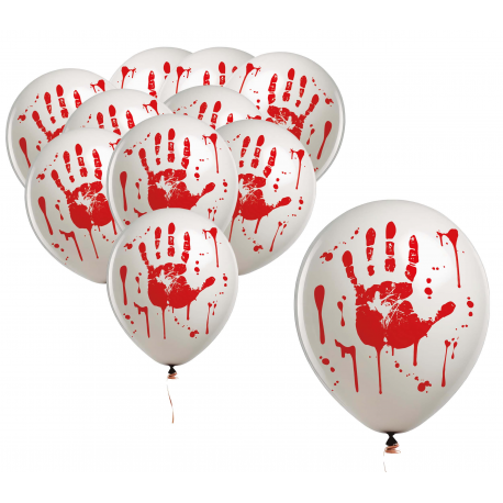 PALLONCINI MANO INSANGUINATA 30cm - 10 Pz.
