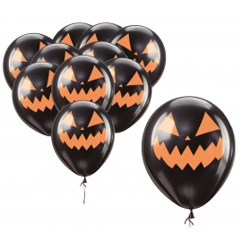 PALLONCINI NERI ZUCCA HALLOWEEN 30cm - 10 Pz.