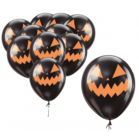 PALLONCINI NERI ZUCCA HALLOWEEN 30cm - 10 Pz.