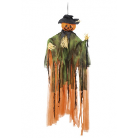 SPAVENTAPASSERI CON ZUCCA 100cm - Decorazione da appendere Halloween