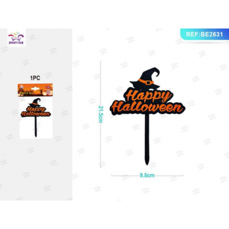 CAKE TOPPER HAPPY HALLOWEEN STREGA 21x9cm