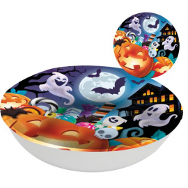 CIOTOLA PLASTICA HALLOWEEN "ZUCCHE & FANTASMI" 32cm