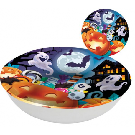 CIOTOLA PLASTICA HALLOWEEN "ZUCCHE & FANTASMI" 32cm
