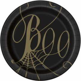 PIATTI HALLOWEEN BLACK & GOLD SPIDERWEB CM.18 PZ.8