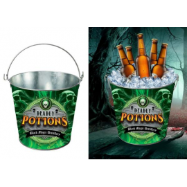 SECCHIELLO IN METALLO "DEADLY POTIONS" 19x23 cm (può essere usato come contenitore per chiaggio e bottiglie)