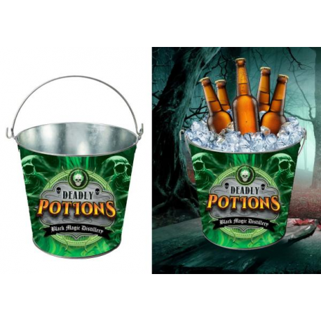 SECCHIELLO IN METALLO "DEADLY POTIONS" 19x23 cm (può essere usato come contenitore per chiaggio e bottiglie)