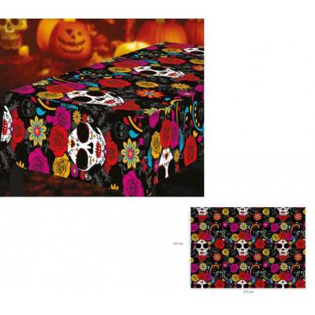 TOVAGLIA PLASTICA HALLOWEEN \\"DIA DE MUERTOS\\" 274x137cm